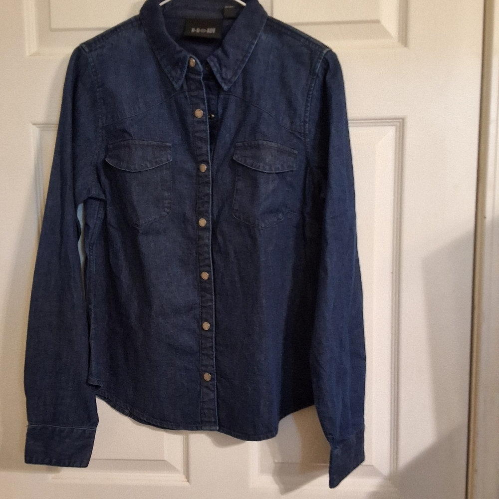 NWT HARLEY DAVIDSON LONG SLEEVE DENIM DARK BLUE SHIRT